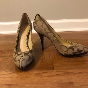 Gently used brown Coach pumps